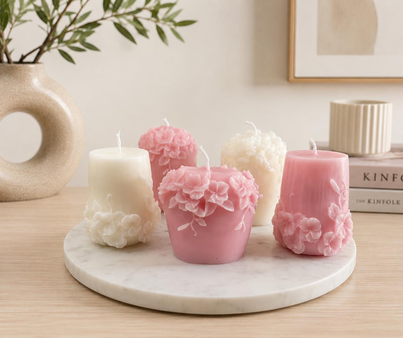 Floral Vine Soy Candle, Spring Home Decor, Handmade Wax Candle