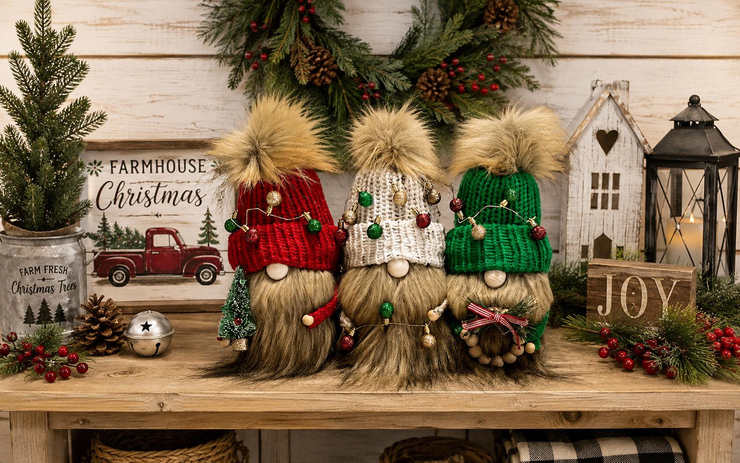 Christmas Gnome, Winter Holiday Home Decor, Tiered Tray Decorations