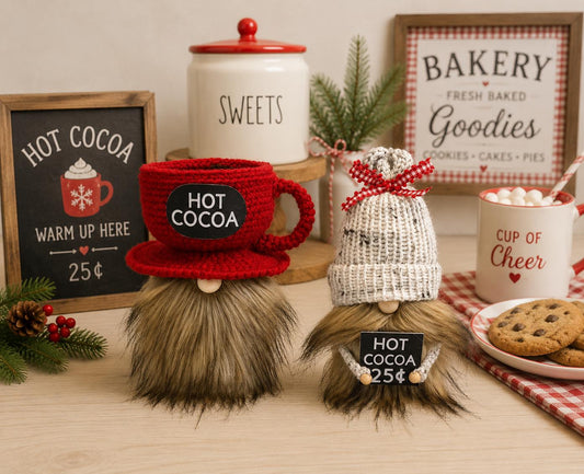 Christmas Hot Cocoa Gnome, Holiday Tiered Tray Decor