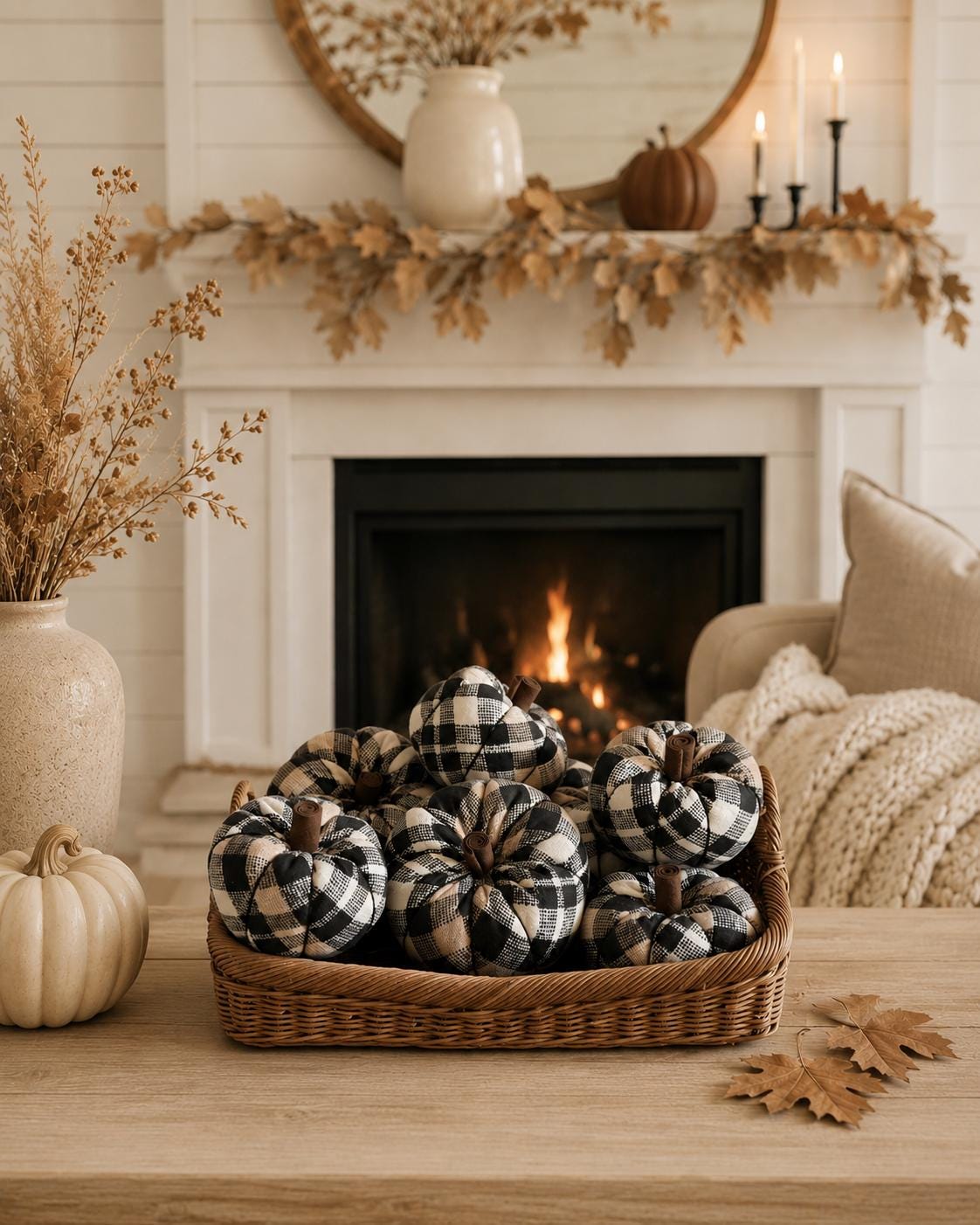 Handmade Flannel Pumpkins | Plaid Print Pumpkins | Fall Home Decor | Farmhouse Autumn Decor | Thanksgiving Pumpkin Decor