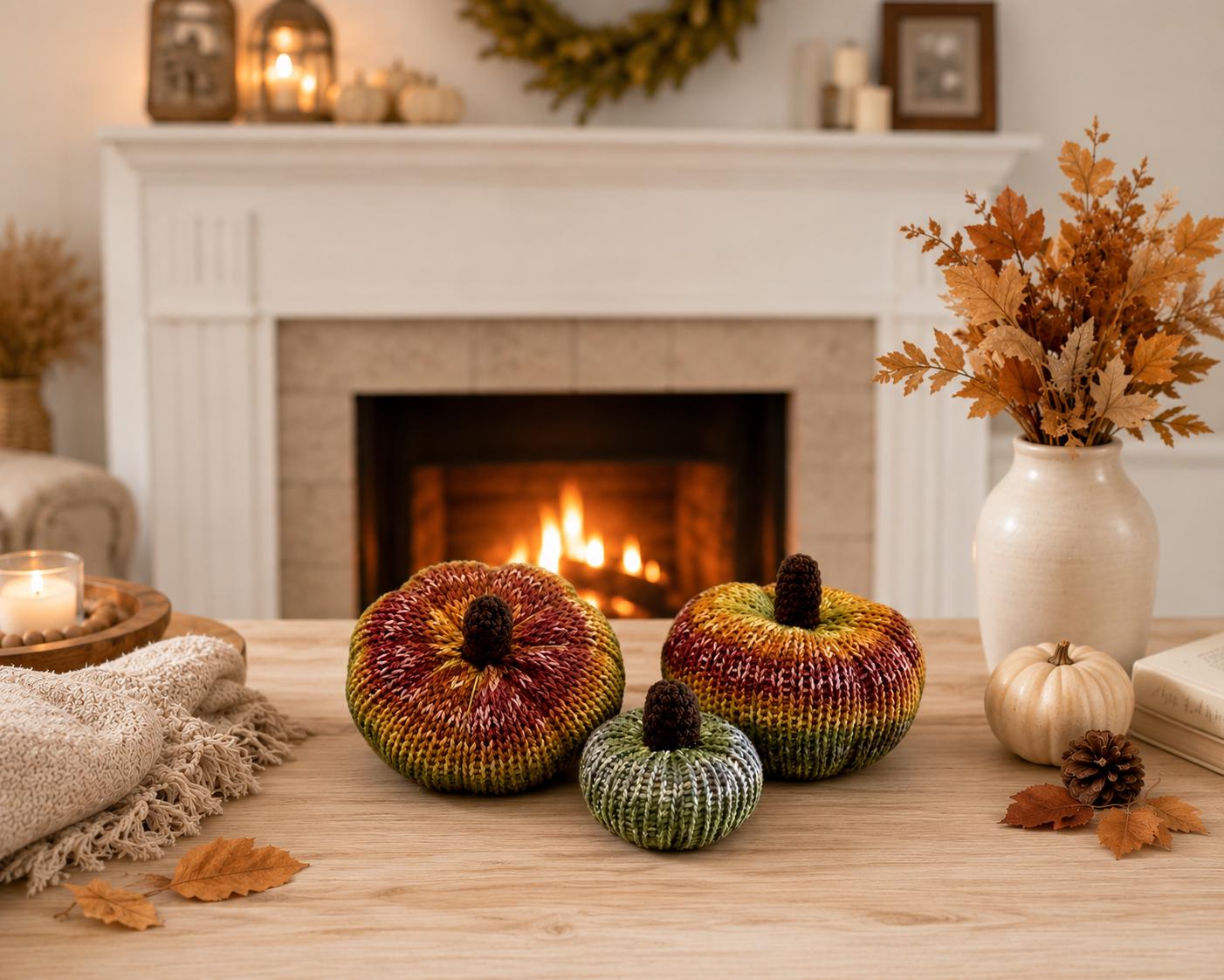 Set of 3 Knit Pumpkins, Knit Pumpkins, Fall Decor, Soft Pumpkins, Thanksgiving Deco, Harvest Decor, Halloween Decor