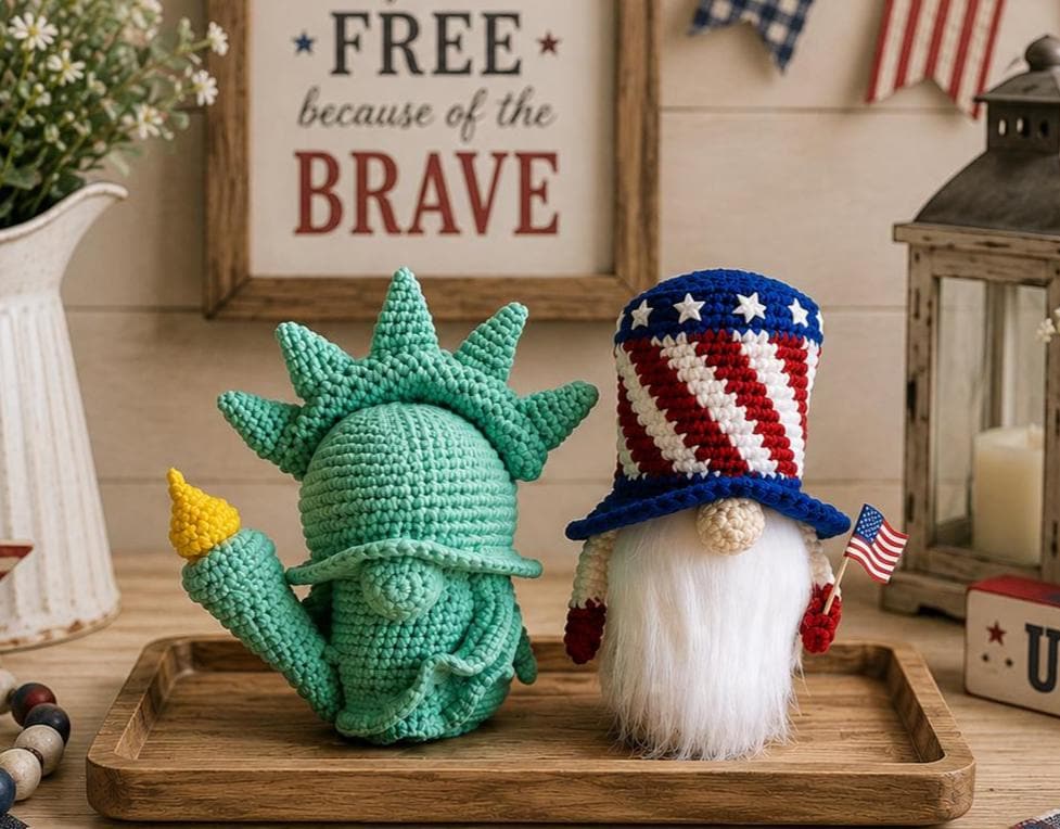 Lady Liberty Gnomes, Uncle Sam Gnome, Patriotic Gnome