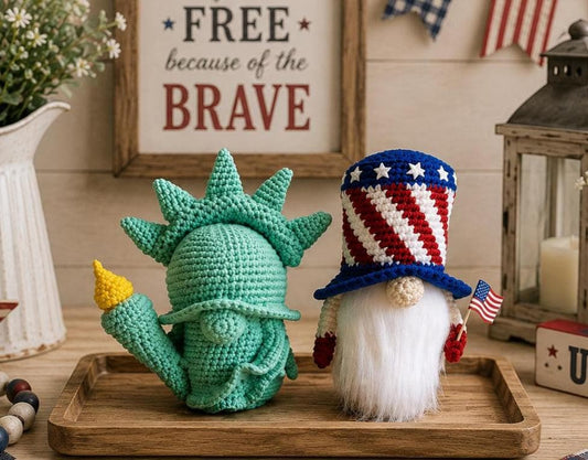 Lady Liberty Gnomes, Uncle Sam Gnome, Patriotic Gnome