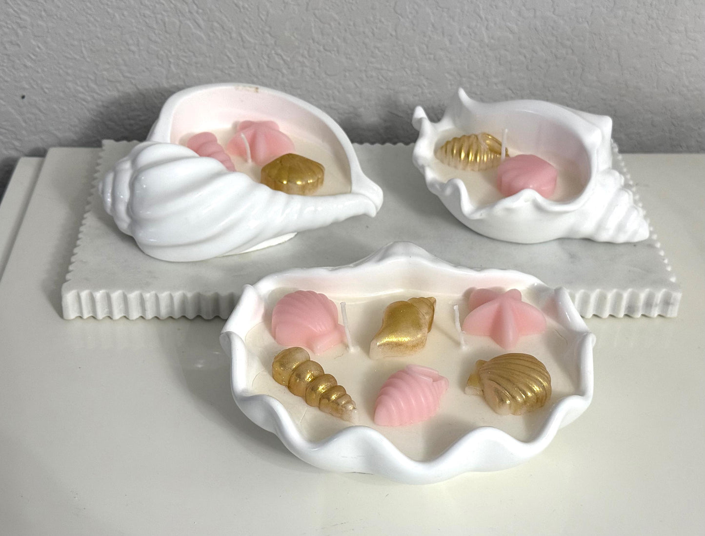 Seashells  Handmade Soy Candles, Cozy Home Decor, Beach House Decorations, Housewarming Gift, Luxury Candle